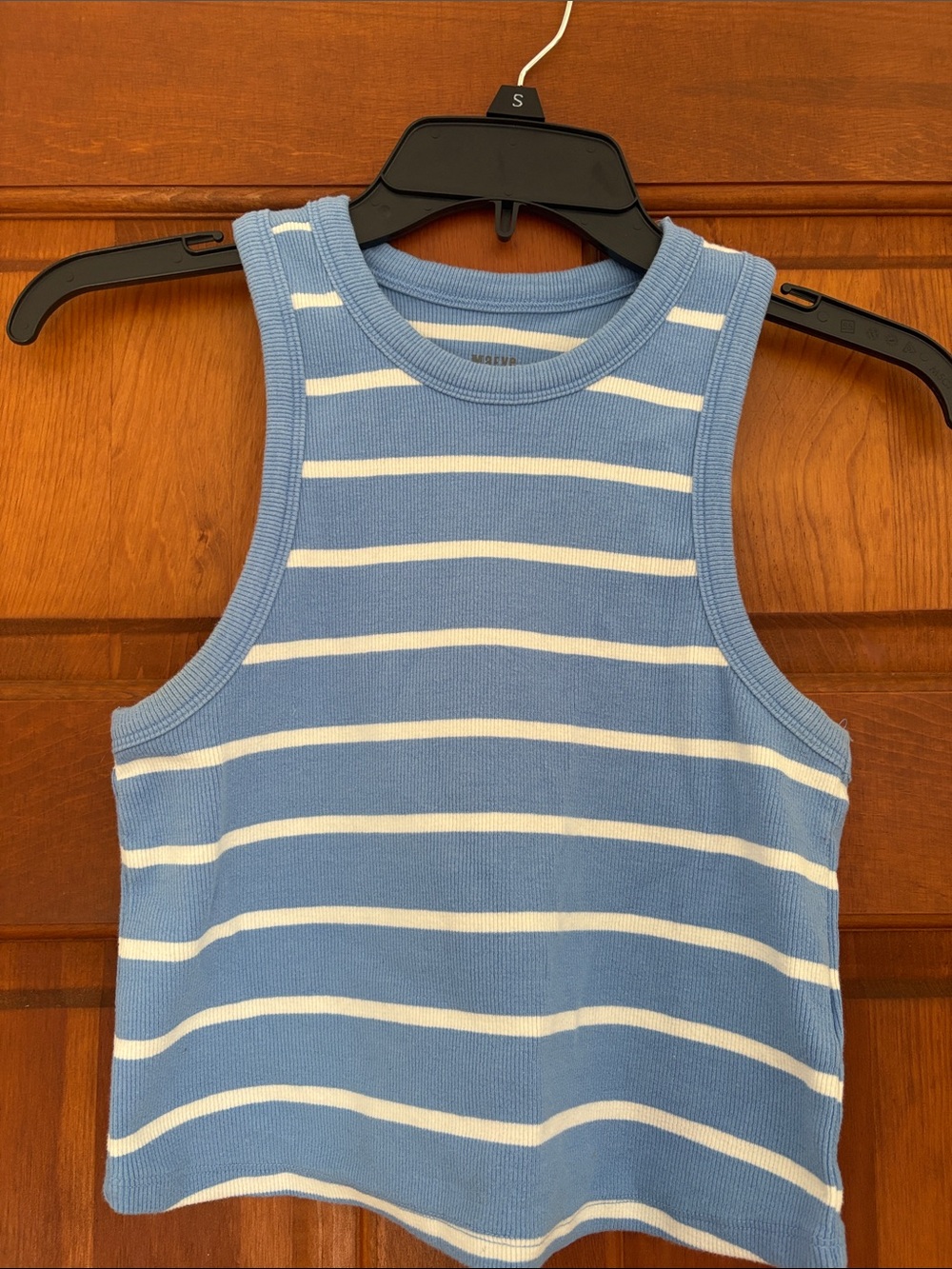 Maeve Light Blue & White Striped Ribbed Tank Top